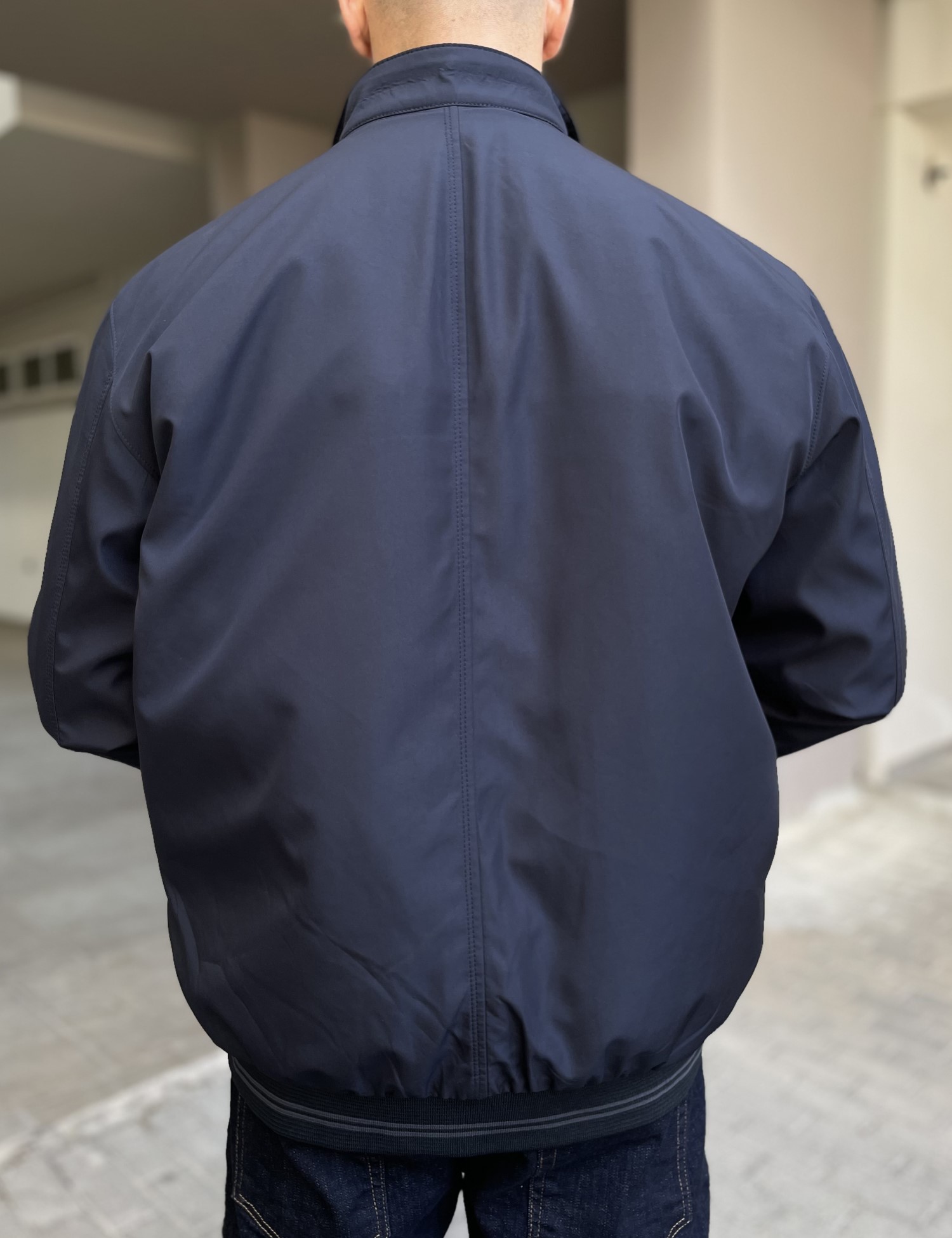 Ανδρικό μπλε μπουφάν με γιακά και λάστιχο Plus Size EP456B φωτογραφία